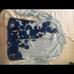 Light blue with Flowers button down